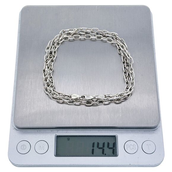 Vintage Italy Sterling Silver 925 Oval Link Chain Necklace 24" - Picture 4 of 4